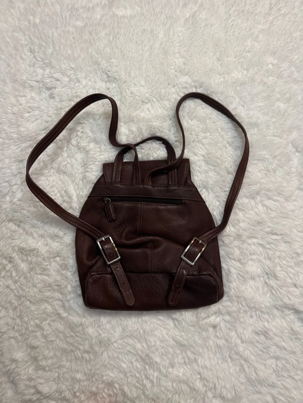 Tignanello Chocolate Brown Pebbled Leather Backpack